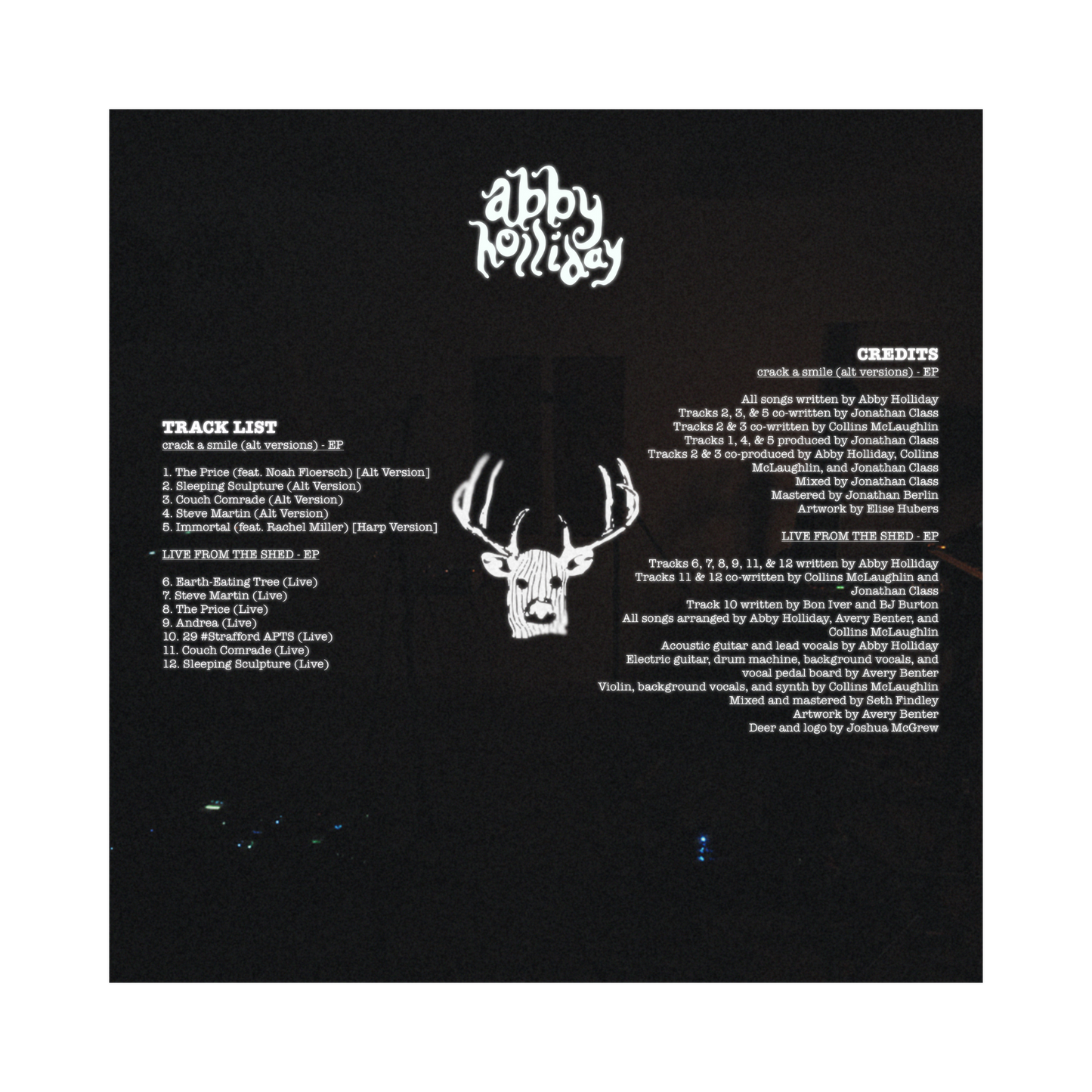 crack a smile (alt versions) & LIVE FROM THE SHED CD